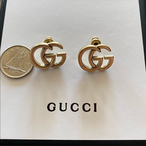 GG Golden Stud Earrings - Picture 3 of 3